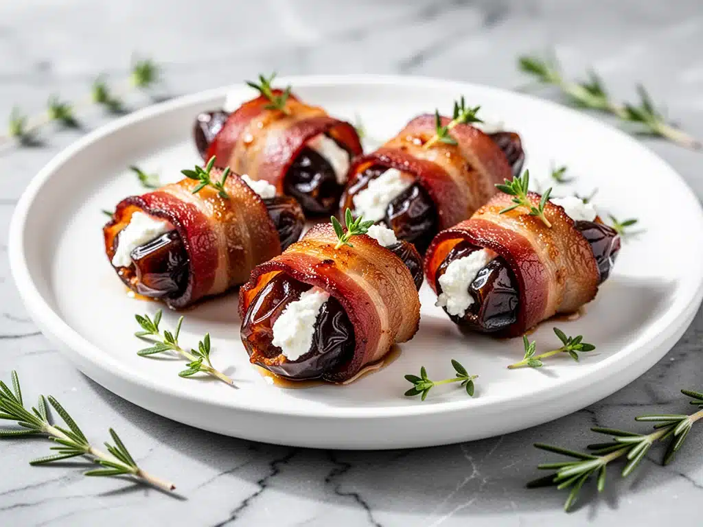 bacon wrapped dates with goat cheese - featured image