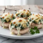 Cheesy Spinach Artichoke Stuffed Mushrooms - featured image