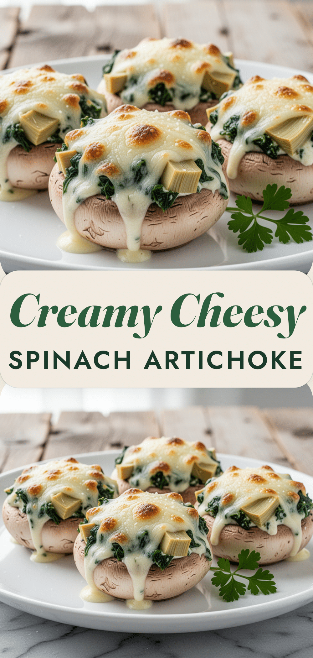 Cheesy Spinach Artichoke Stuffed Mushrooms: Easy Weeknight Dinner 5 Cheesy Spinach Artichoke Stuffed Mushrooms recipe