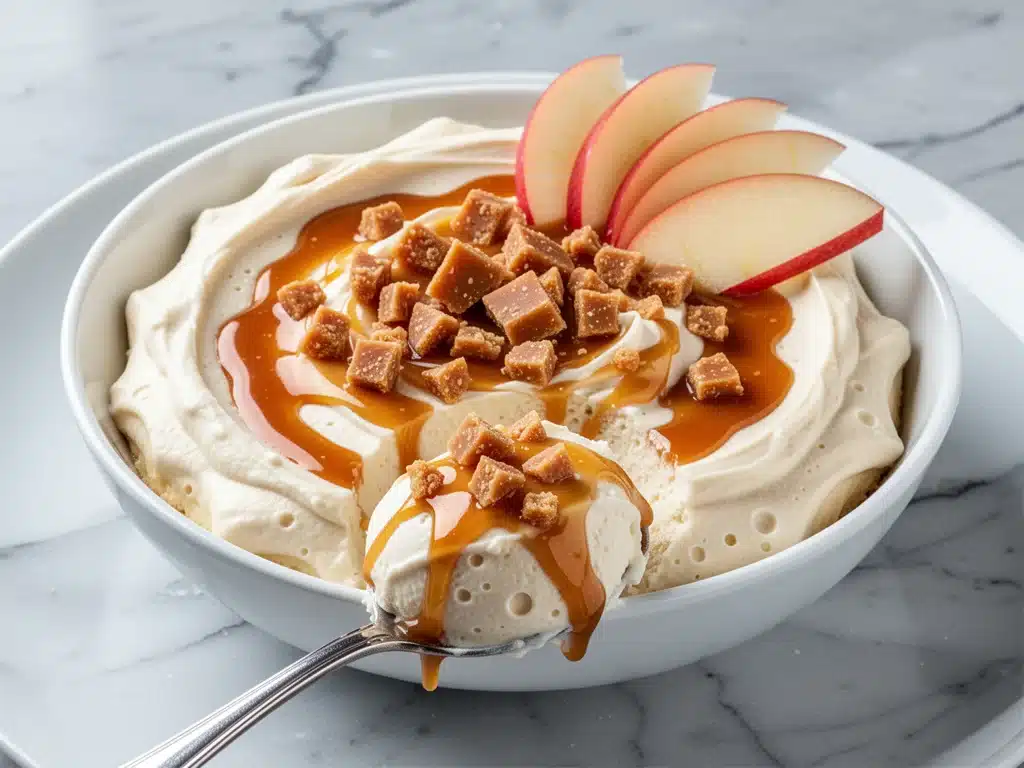 creamy caramel apple cheesecake dip - featured image
