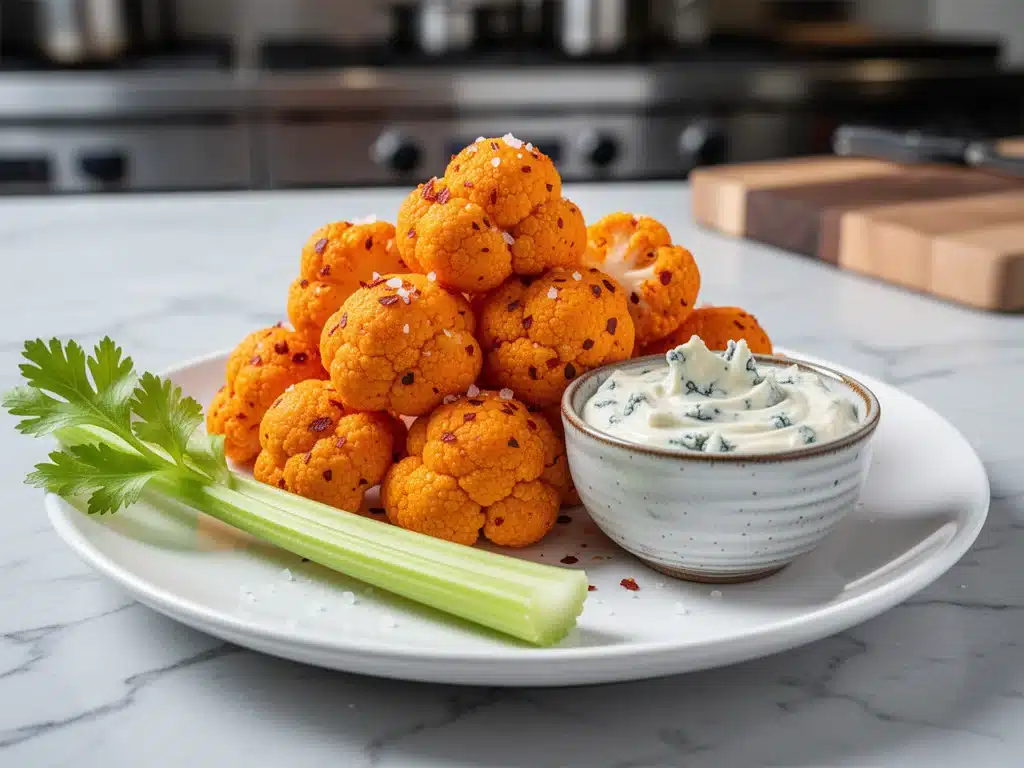crispy buffalo cauliflower bites - featured image