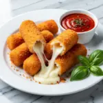 crispy oven-baked mozzarella sticks - featured image