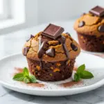 fudgy double chocolate pumpkin espresso muffins - featured image