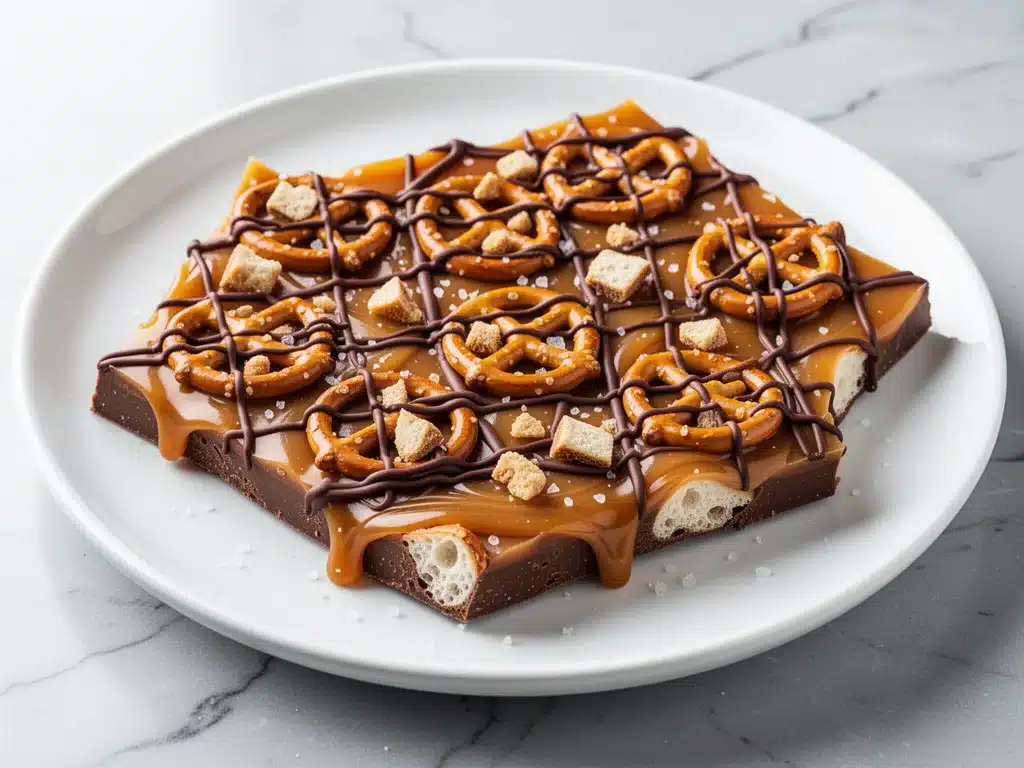 Game Day Salted Caramel Pretzel Bark - featured image