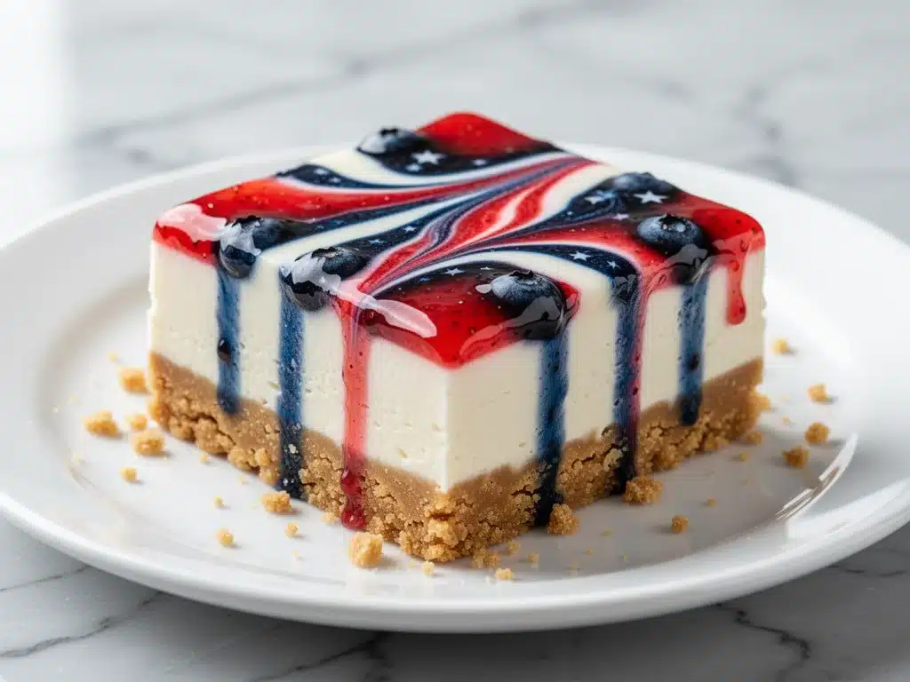 Labor Day No-Bake Star Spangled Cheesecake Bars - featured image