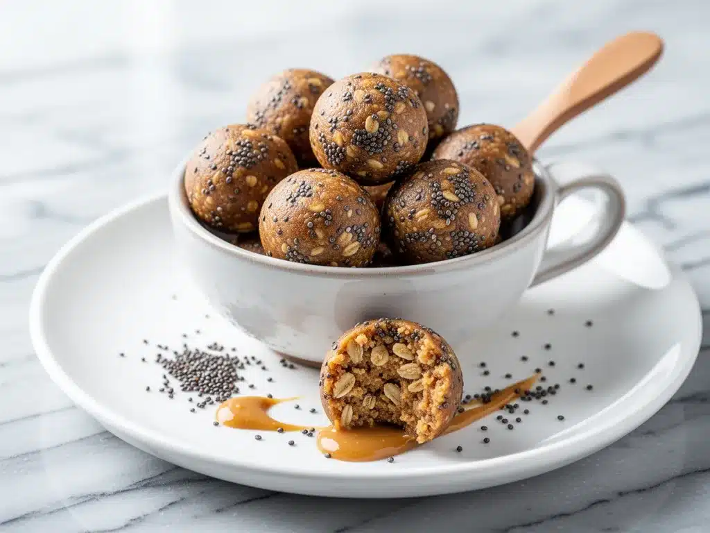 No-Bake Peanut Butter Energy Balls with Chia Seeds 4 no-bake peanut butter energy balls preparation steps