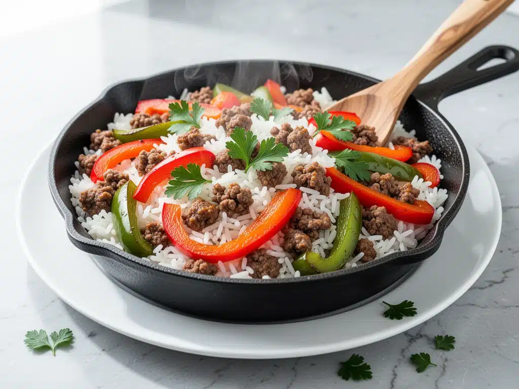 one-pot ground beef and rice skillet - featured image