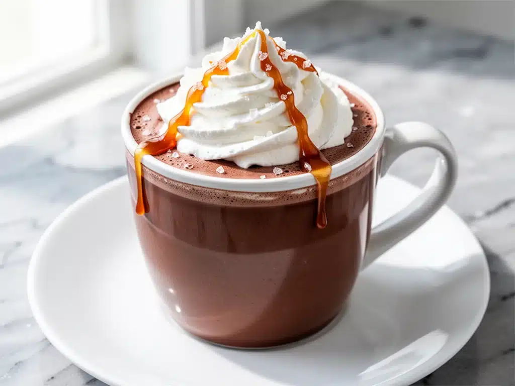 salted caramel hot chocolate - featured image