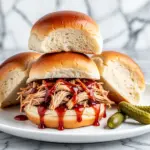 slow cooker pulled chicken sliders - featured image