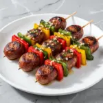 smoked sausage pepper skewers - featured image