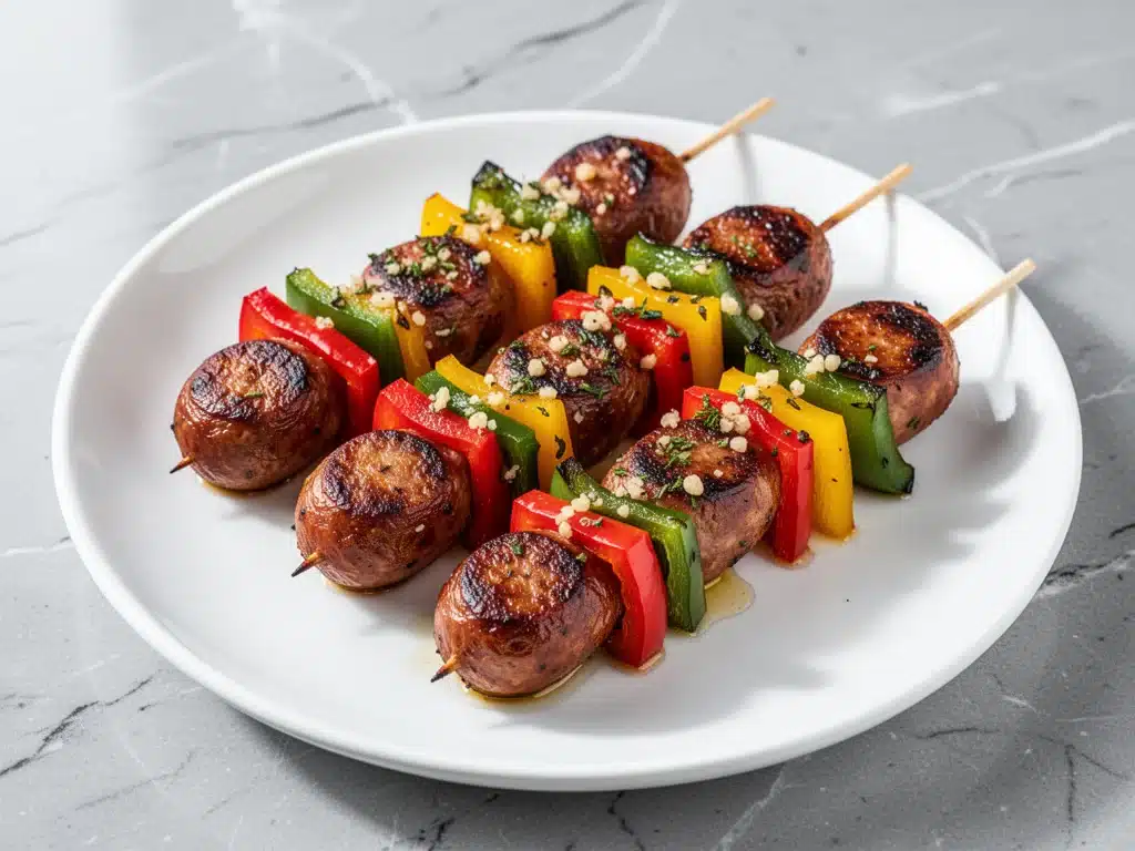 smoked sausage pepper skewers - featured image