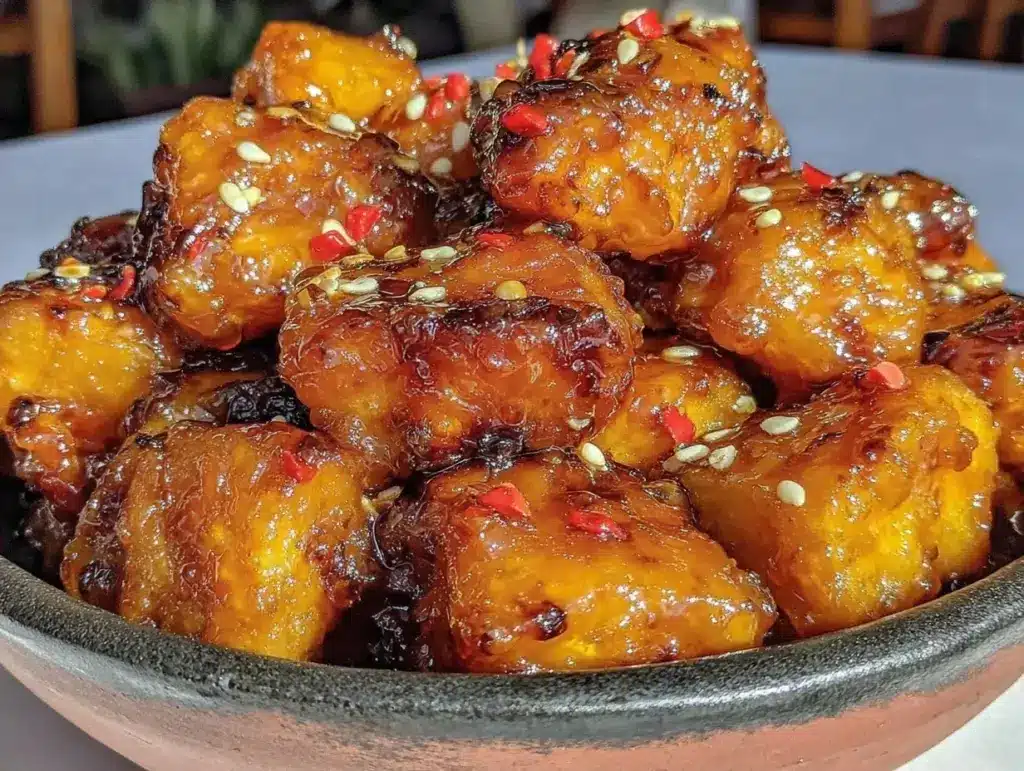air fryer sticky honey sriracha chicken bites - featured image
