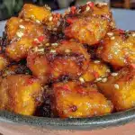 air fryer sticky honey sriracha chicken bites - featured image