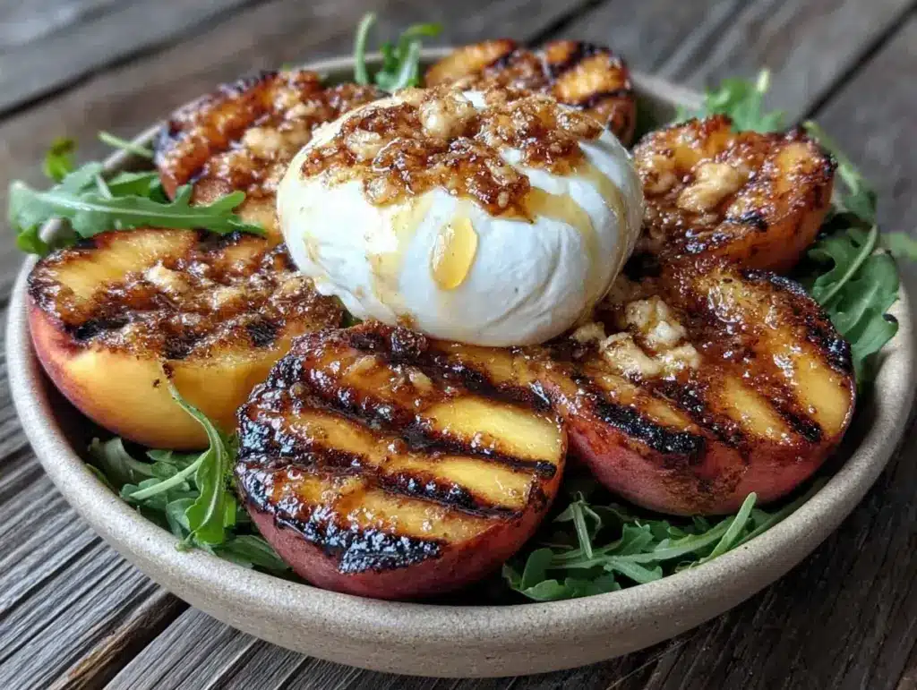 budget-friendly grilled peach burrata salad - featured image