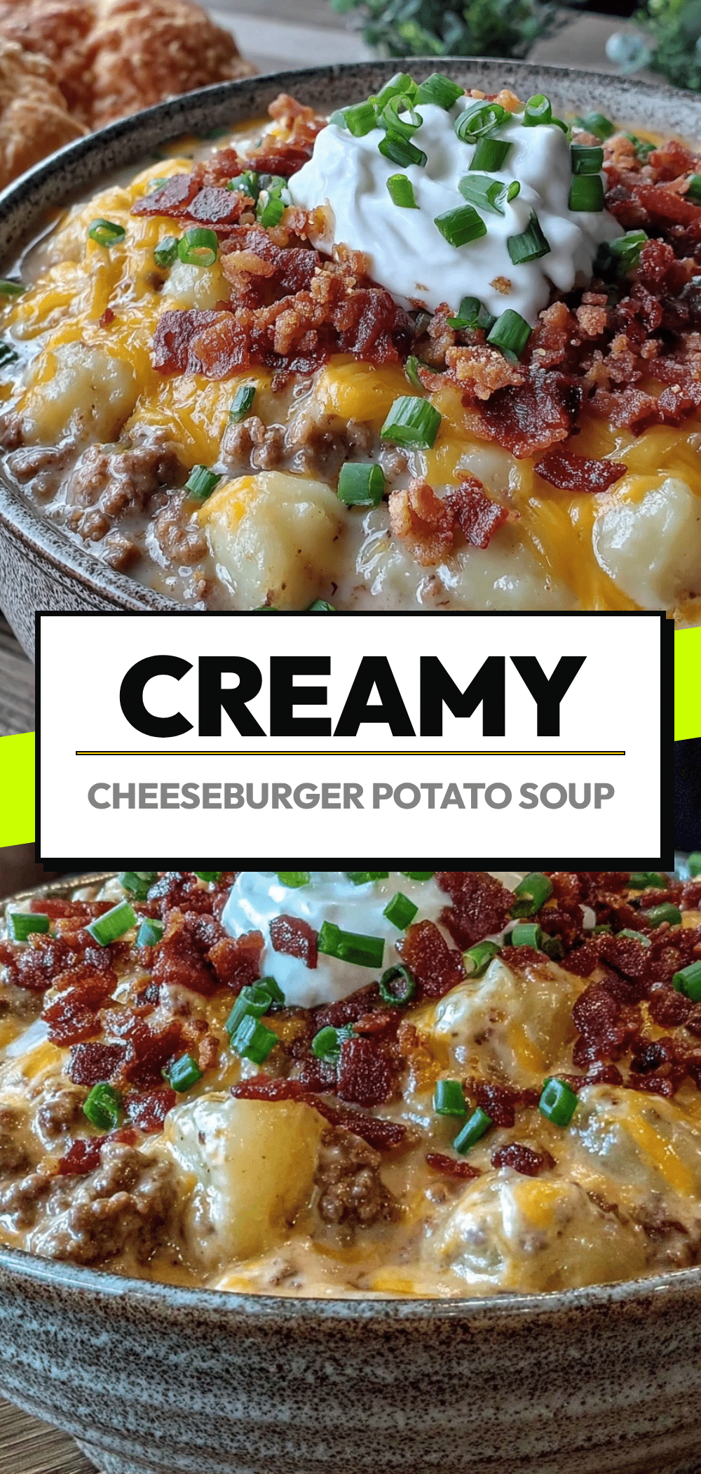 Creamy Cheeseburger Potato Soup with Crispy Bacon: 5 Easy Steps 5 creamy cheeseburger potato soup with crispy bacon recipe