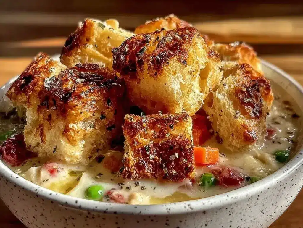 creamy chicken pot pie soup - featured image