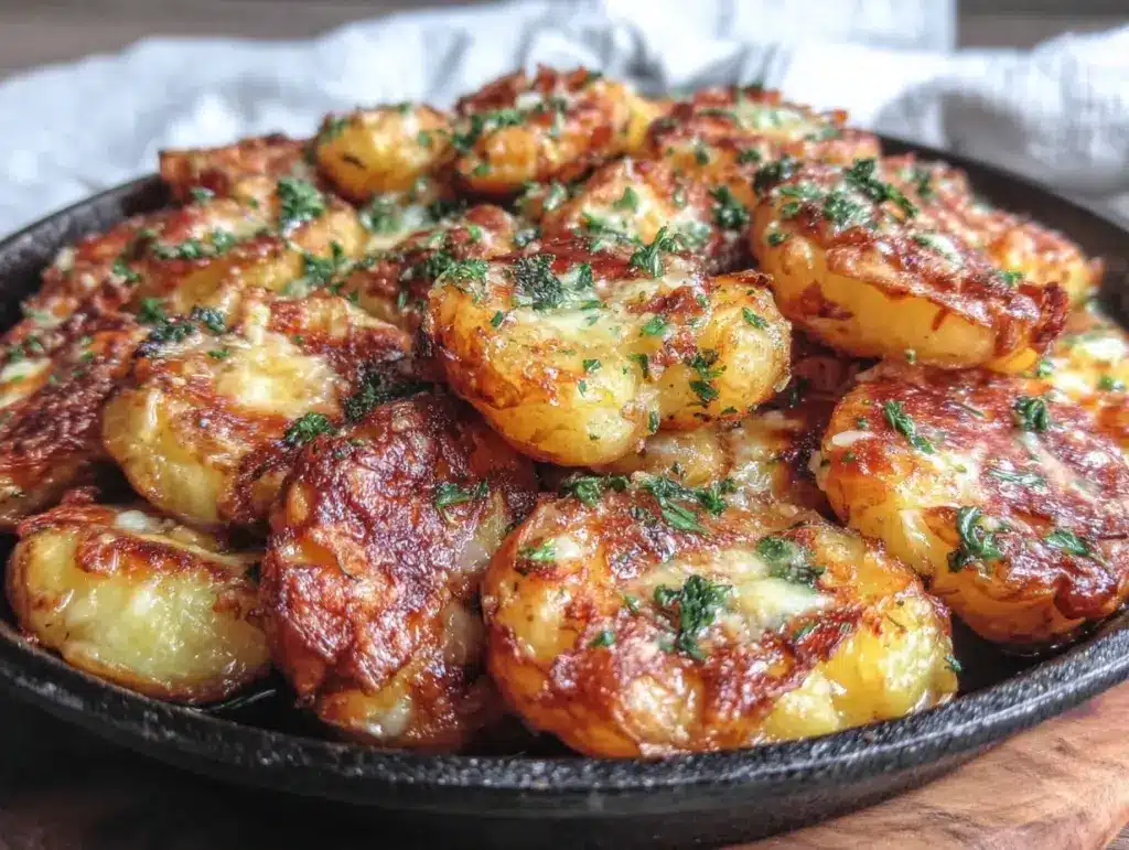 Home 5 Crispy Smashed Potatoes with Garlic Herb Butter - featured image