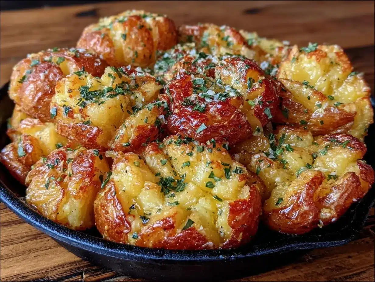 Crispy Smashed Potatoes with Garlic Herb Butter 4 Crispy Smashed Potatoes with Garlic Herb Butter preparation steps
