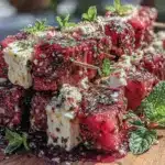 easy watermelon feta skewers - featured image