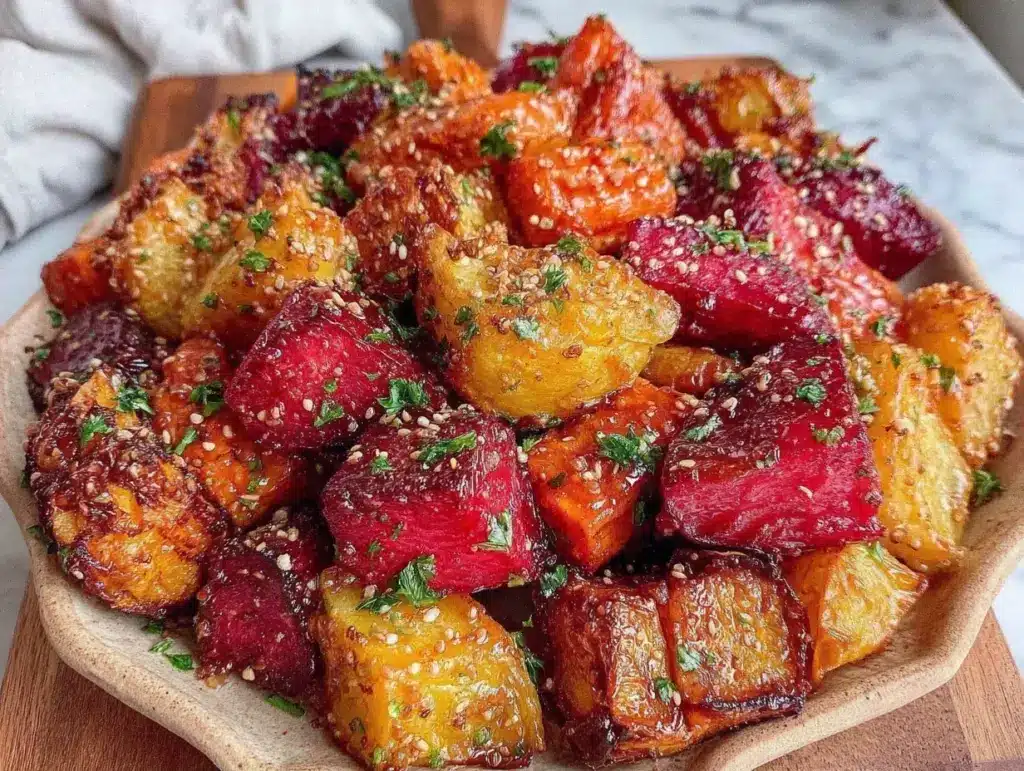fall maple dijon roasted veggies - featured image