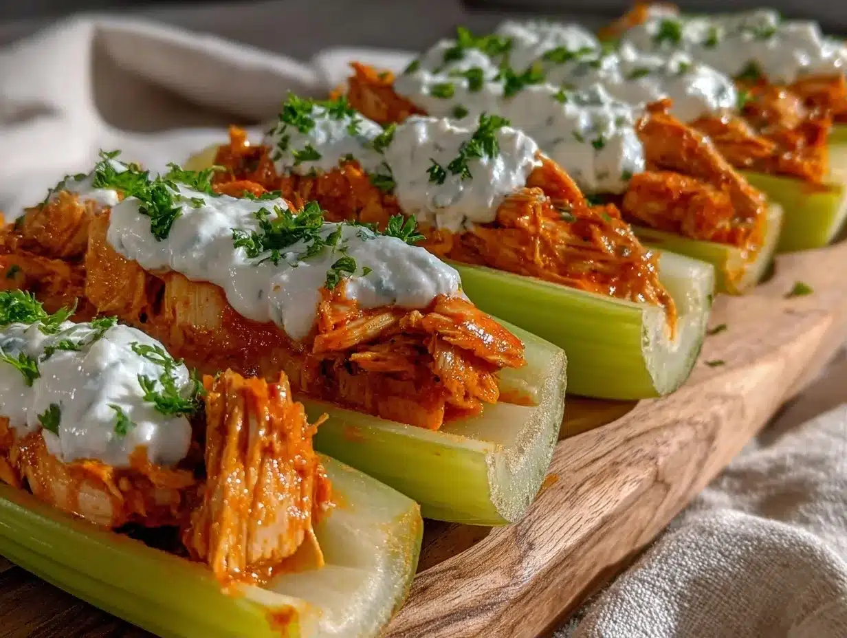 Healthy Buffalo Chicken Celery Boats: 4 Make-Ahead Meals 4 healthy buffalo chicken celery boats preparation steps