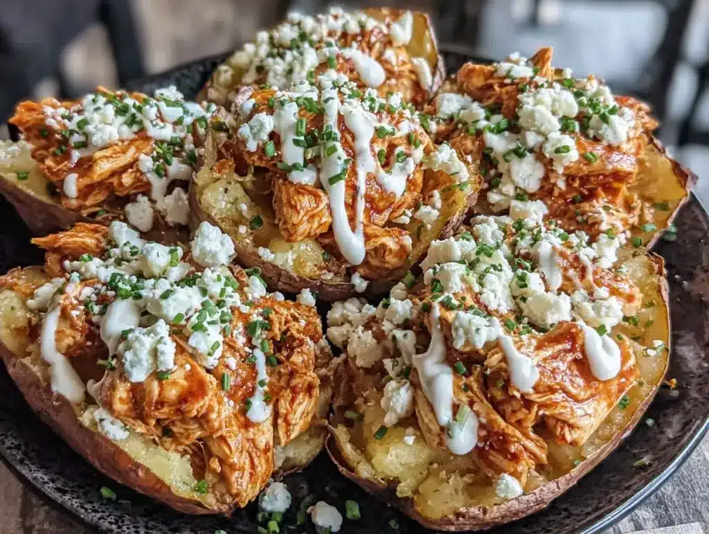 High-Protein Buffalo Chicken Stuffed Sweet Potatoes - featured image