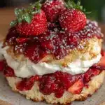 homemade strawberry shortcake with mascarpone - featured image
