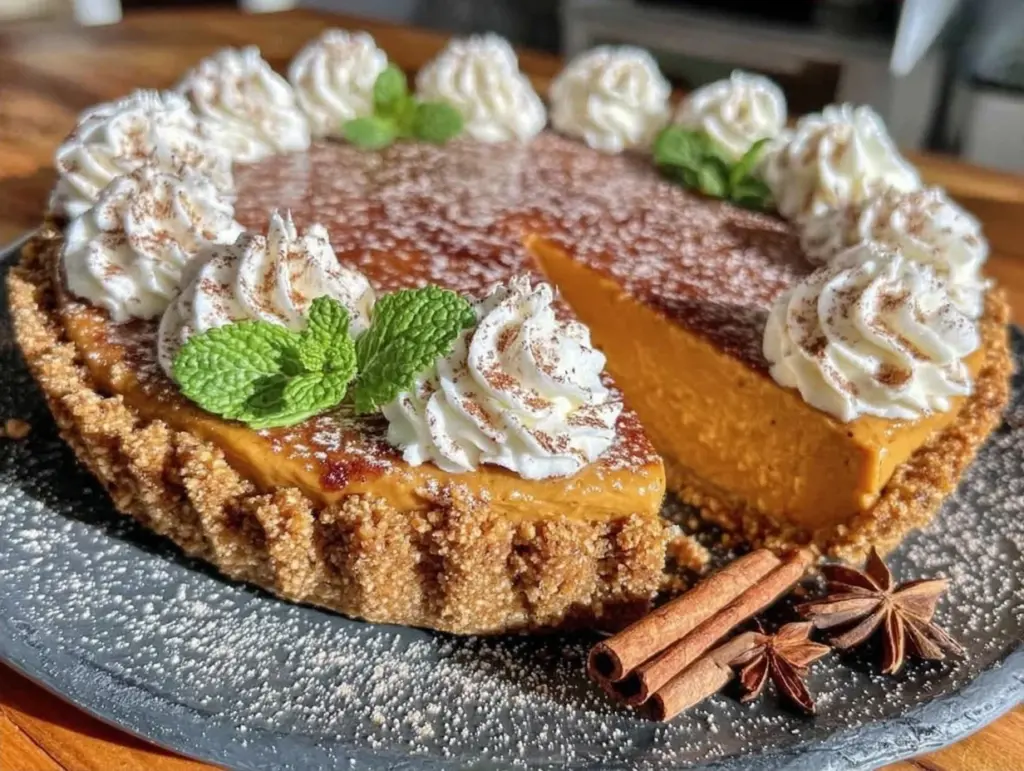 no-bake pumpkin pie with gingersnap crust - featured image