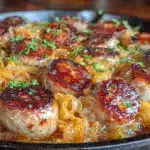 smoky oktoberfest bratwurst skillet - featured image